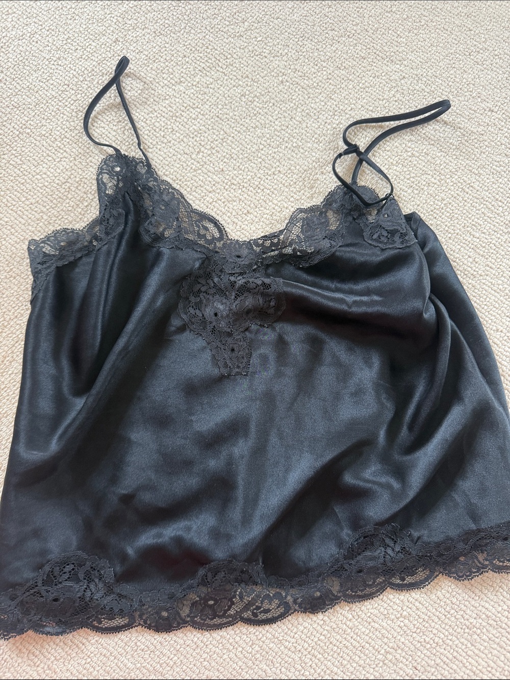 Victoria's Secret Black Satin Lace Camisole